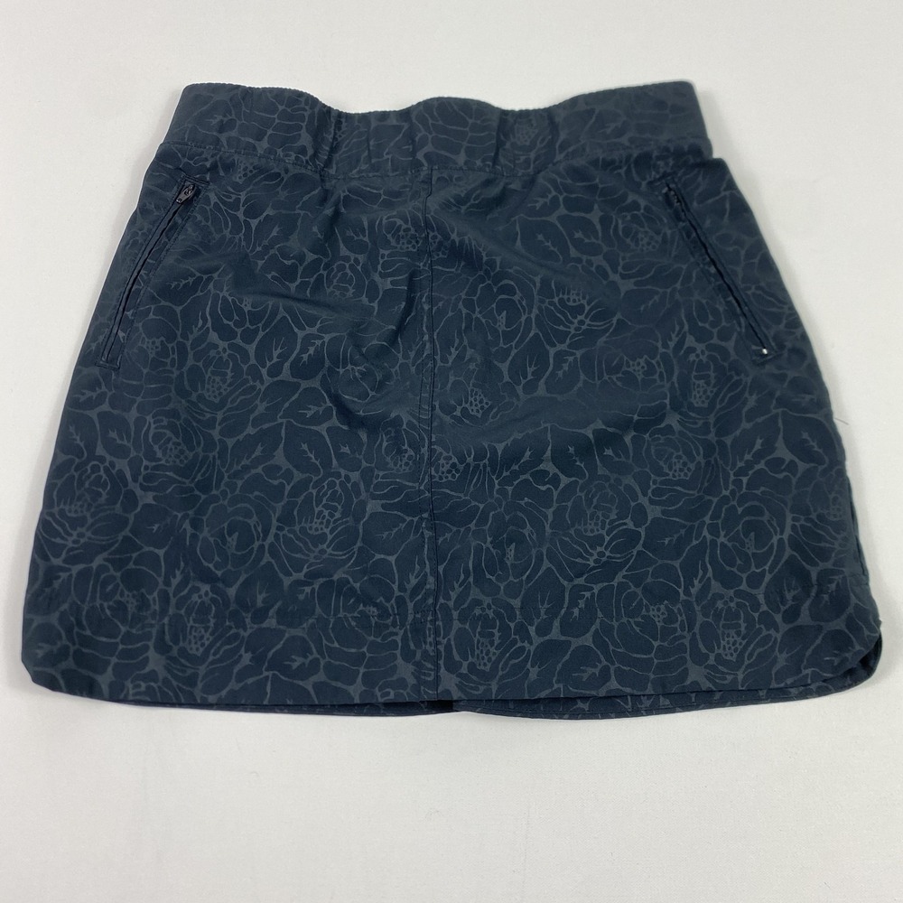 Orvis Skort Womens Medium Black Gray Floral Zip Pockets Built-In Shorts